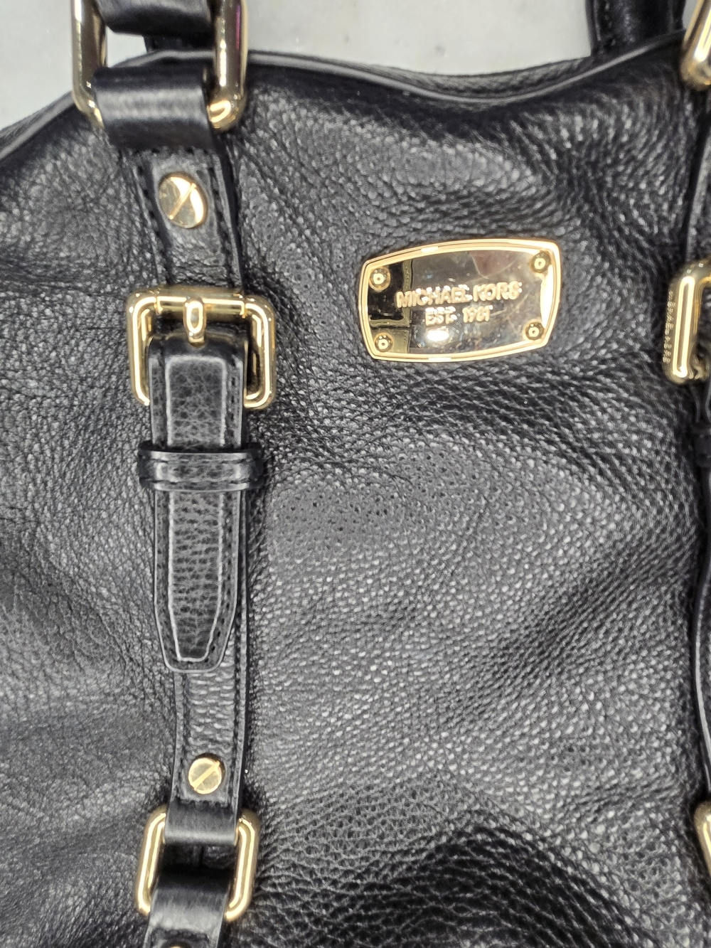 Michael Kors Black Leather Satchel with Gold Hardware - Picture 10 of 11